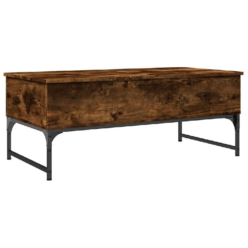 VidaXL Table basse chêne fumé 100x50x40 cm bois d'ingénierie et métal Modèle Renaissance Chic - 845378_0