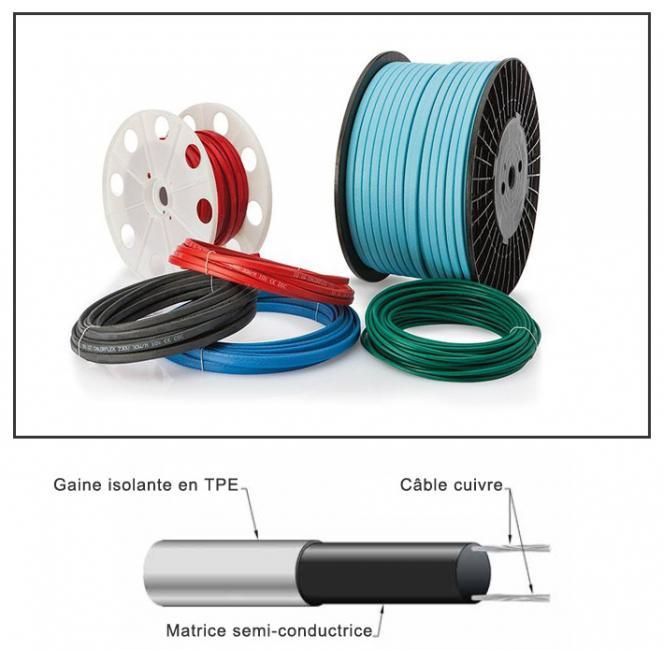 Cable chauffant autoregulant isolation simple tressage metal 36w_0