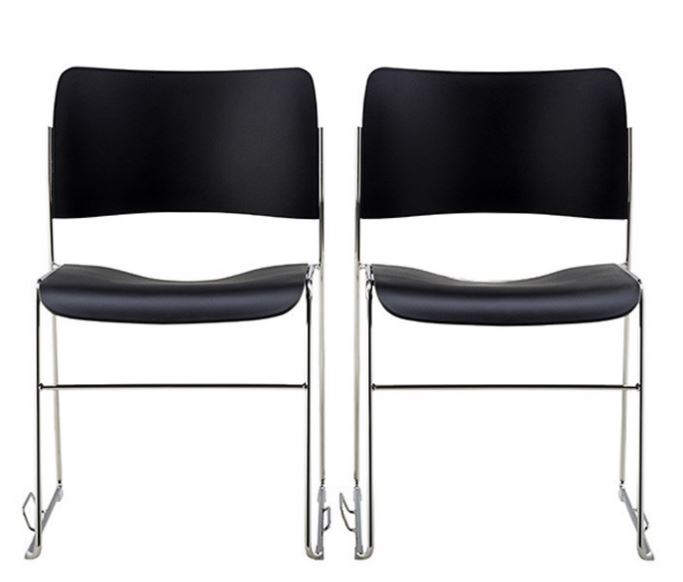 Chaise de conférence empilable 40/4 - pratique, facile à stocker et compatible avec chariot - assise en polyamide et piétement luge en acier chromé_0