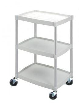 Chariot polyvalent gris clair - 3 plateaux - 485 x 365 x H800 mm - aluminium - capacité 100kg - Réf. 65017_0