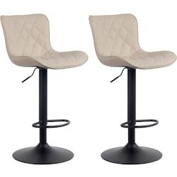 CLP Lot de 2 Tabourets de bar Emma Pied Métal Hauteur Réglable Pivotant Crème/Similicuir - beige polyester 322348_0