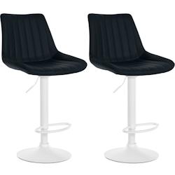 Décoshop26 - Lot de 2 tabourets de bar réglable en hauteur pivotant à 360° assise en PVC noir couture verticale pied métal blanc 10_0004425 - bla_0