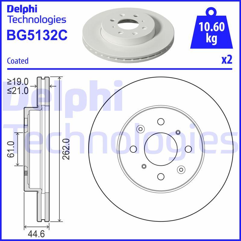 Disque de frein ventilé Delphi BG5132C - Boîte de 2 disques - Assemblage avant_0