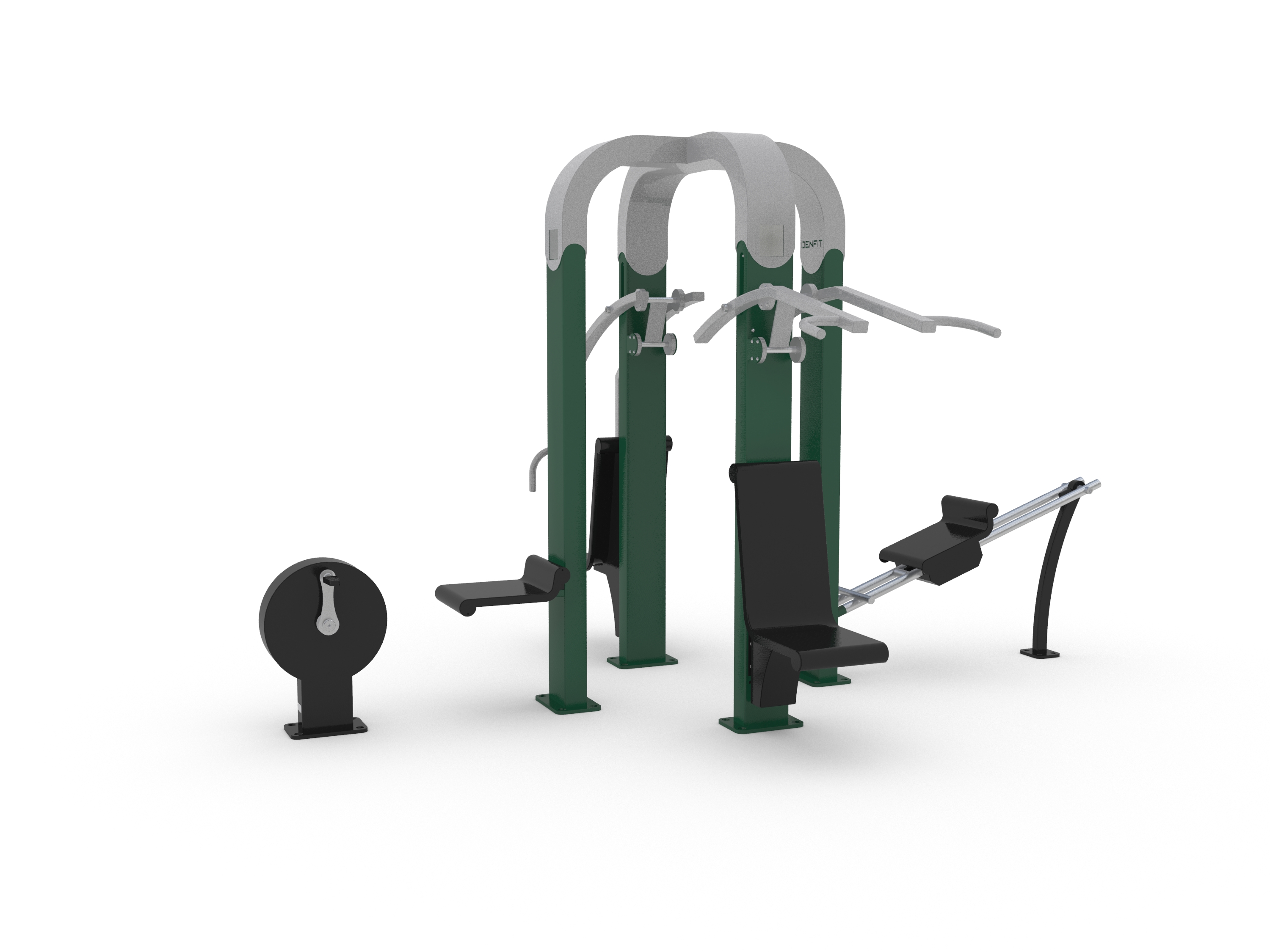 Equipement de fitness extérieur - Denfit Gym Combi MultiMax 4 - Hags - Temps de montage 8h - Dimensions 3860x2366x2289mm - Zone de sécurité 1,5m²_0