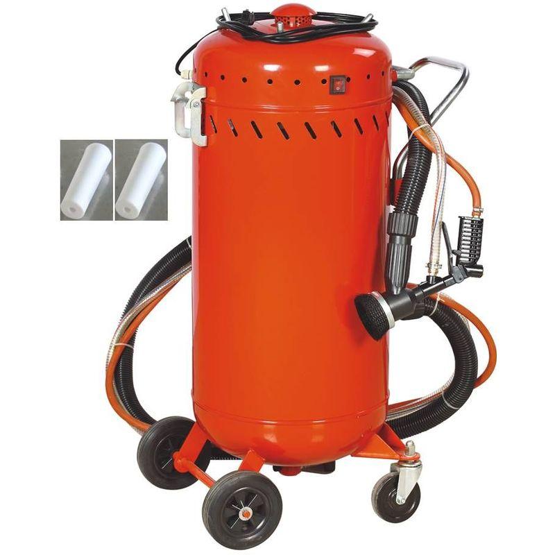 Combiné Sableuse Aérogommeuse Avec Aspirateur 106L + 4 Buses 7mm + Sac Garnet 120A 25kg - Mobile 4 Roues - Pour Décapage