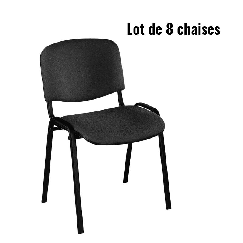 Lot de 8 chaises réunion Leo en tissu noir_0