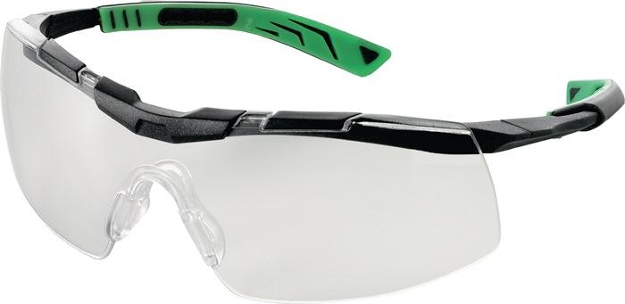 Lunettes de protection 5X6 EN 166 FT K N branches métallisé/vert, verres transp. Polycarbonate UNIVET_0