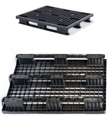 Palette plastique légère et ajourée avec 3 semelles - 1200x1000x160 mm - Charge Dynamique 1000 kg_0