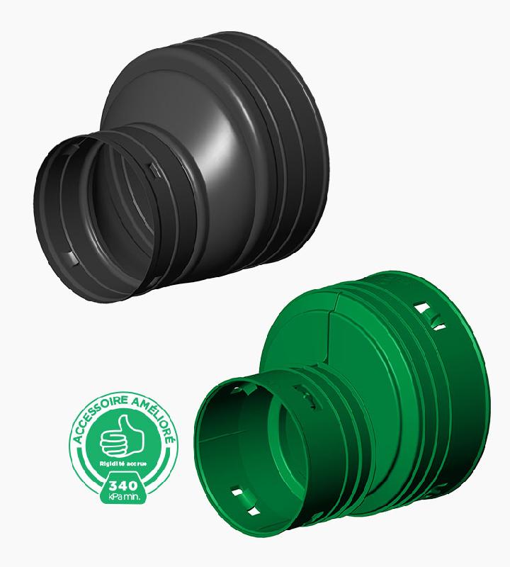 Réduit extérieur avec clips - PEHD - 150 mm à 100 mm et autres dimensions - Conforme normes BNQ, CSA, AASHTO_0