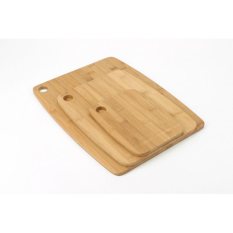 Lot de 3 planches à découper en bambou - 38 cm naturel - Paris Prix_0