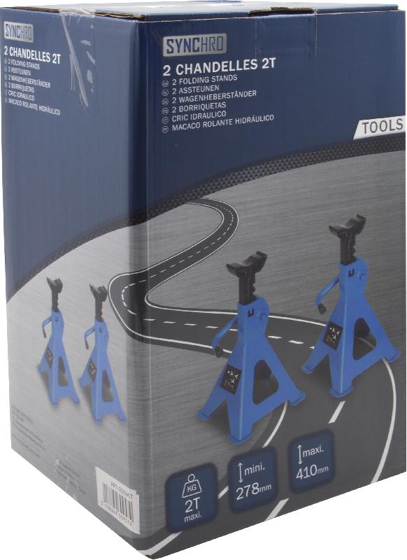 SYNCHRO - Chandelles à crémaillère 2 tonnes - Hauteur 278 à 410 mm - Lot de 2 - Réf. 930957_0