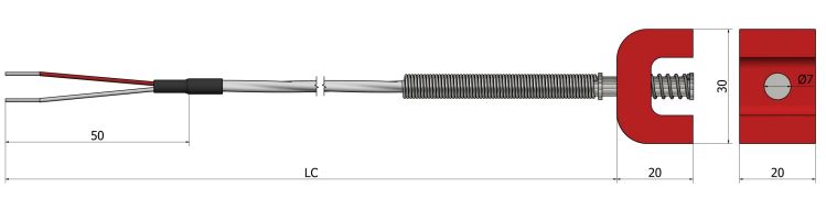 Thermistance de surface - Aimant avec ressort - HS60 - PTC KTY 81/110, KTY 81/121 et NTC 10kΩ, 20kΩ, 3,3kΩ_0