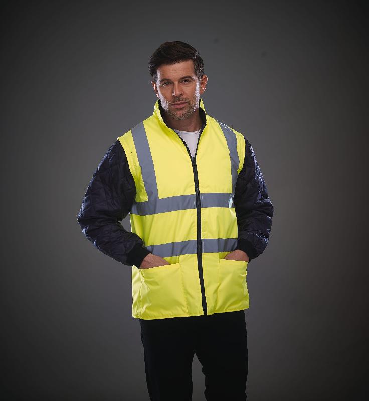Veste matelassée haute visibilité avec manches détachables - Réf: YHV008SL - Norme EN ISO20471:2013 Catégorie 2 - Polyester imperméable 300D_0