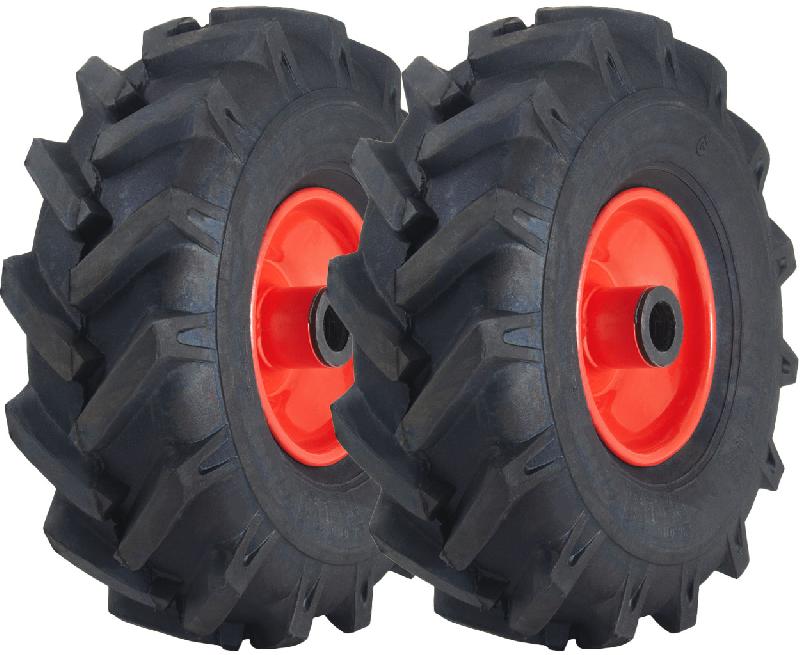 3.00x4 Open Centre Cleated Rotovator Lug Tyre 25mm Roller Bearing Rim (Set of 2)_0