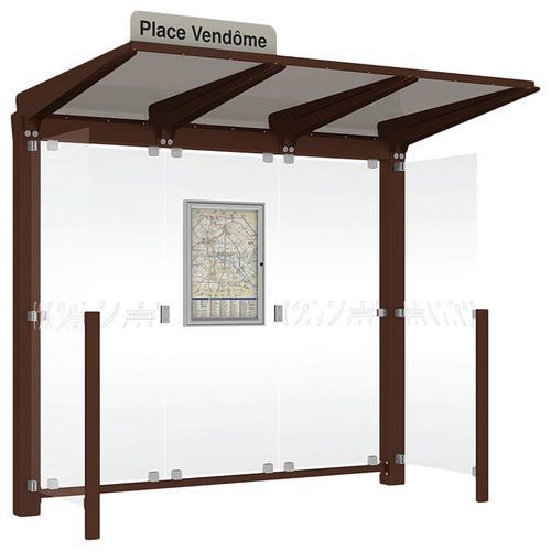 ABRI BUS VENISE 2.50 M AVEC BARDAGES LATÉRAUX - MARRON 8017 - PROCITY