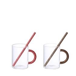 Aulica Tasses à thé en verre sucre d'orge vert et rouge - lot de 2 - multicolore 240801_0