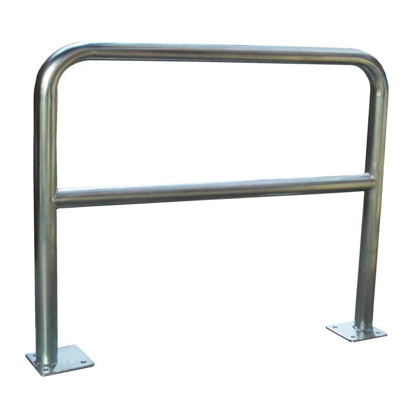 Barrière acier galvanisé Ø 60 mm à platine - finition grise, protection renforcée zones industrielles - 2000_0
