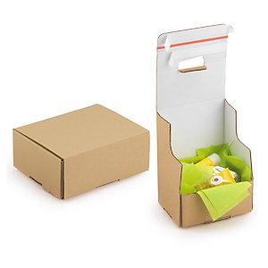 BOÎTE CARTON BRUNE D'EXPÉDITION AVEC FERMETURES ADHÉSIVES ALLER-RETOUR