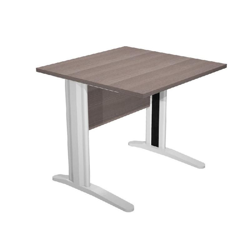 BUREAU DROIT PRONTO MÉTAL - L.80 X P.80 CM - PLATEAU CENDRE - PIEDS L ALUMINIUM