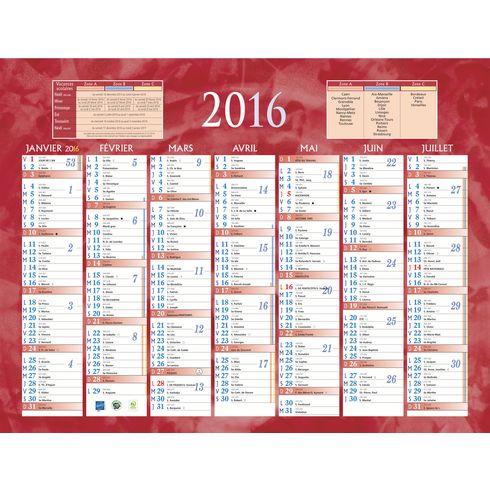 LOT DE 5 - CALENDRIER SEMESTRIEL MURAL 2027 - ROUGE - 32 X 42 CM - 7 MOIS