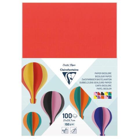 CARTON BICOLORE, PAQUET DE 100 FEUILLES 150G/M² AU FORMAT 21X29,7CM - ASSORTIMENT