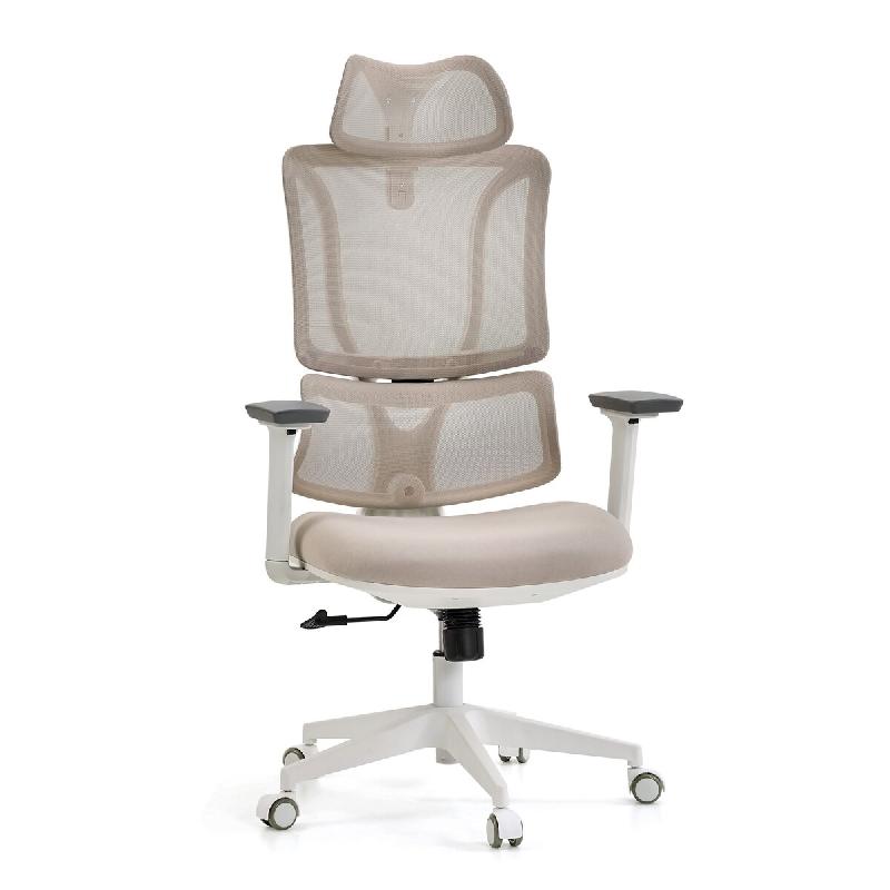 Chaise de bureau / chaise pivotante ERGOMY W Assise en tissu / dossier en tissu maillé beige mybuero - beige polyester 719262_0
