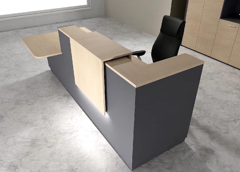 Comptoir d'accueil bi-colore avec PMR Delta et réhausse - Gauche, Non, Anthracite, 262, Chêne moyen_0