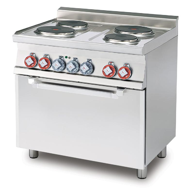 Cuisinière électrique triphasée à 4 plaques avec four électrique statique et grill. Dimensions 64x42x35h cm. Modèle CF4-68ET - 2233_0