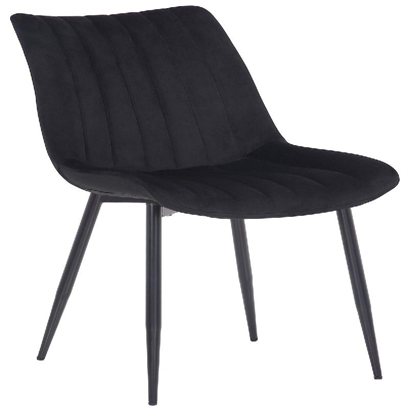 Décoshop26 - Chaise de salle à manger x1 couture décorative vertical avec pieds en métal noir mat et assise en velours noir 10_0002324 - noir mét_0