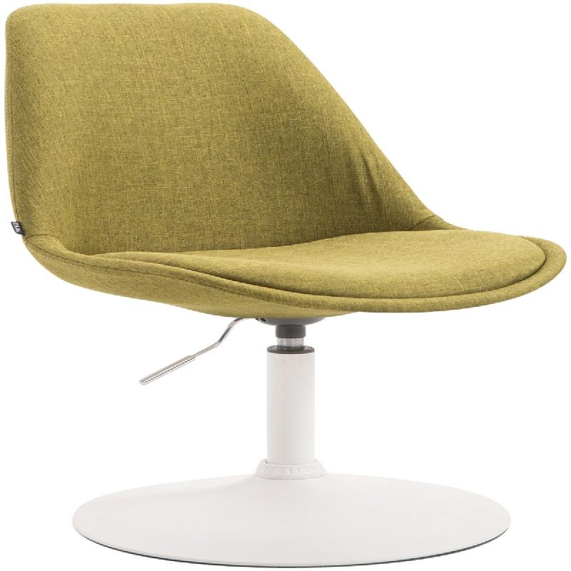 Décoshop26 - Chaise de salle à manger x1 pivotante hauteur réglable en tissu vert et pied trompette en métal blanc 10_0008744 - blanc métal 30002_0