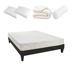 Ensemble   Matelas Mémoire de forme + Sommier + Accessoires 140x190 cm POSEIDON OLYMPE LITERIE - blanc Mousse à mémoire de forme 4BP.WA.K15.K.1419_0