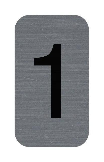 Exacompta - Réf. 67181E - 1 Plaque adhésive imitation Aluminium Chiffre 1 - Dimensions 2,5x4,4 cm - Gris - gris aluminium 67181E_0