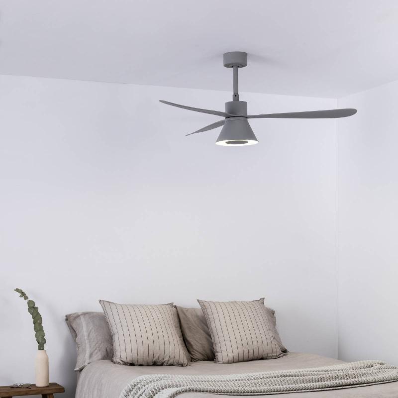FARO BARCELONA VENTILATEUR DE PLAFOND AMELIA CONE LAMPE LED GRIS