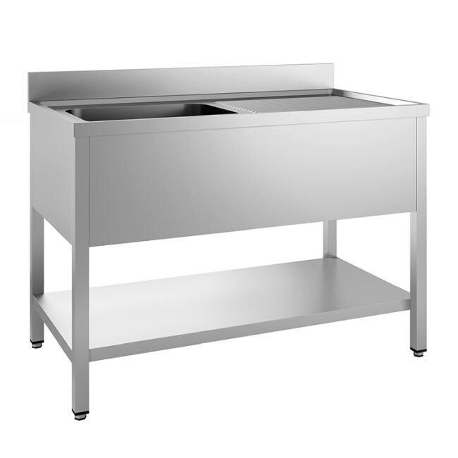 Gastro-Inox Evier avec 1 cuve à gauche et fond 1600x600x880mm - inox 7445908687602_0