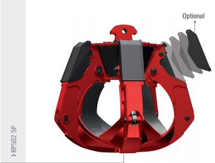 Grappins pour pelles et chargeurs - RP502 5P Rozzi - série compacte avec vérins intégrés_0