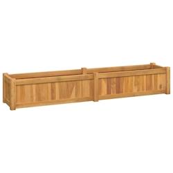 Helloshop26 - Jardinière bac lit surélevé plantes fleurs terrasse jardin 150 x 30 x 25 cm bois massif de teck marron 02_0039208 - 3000218443191_0