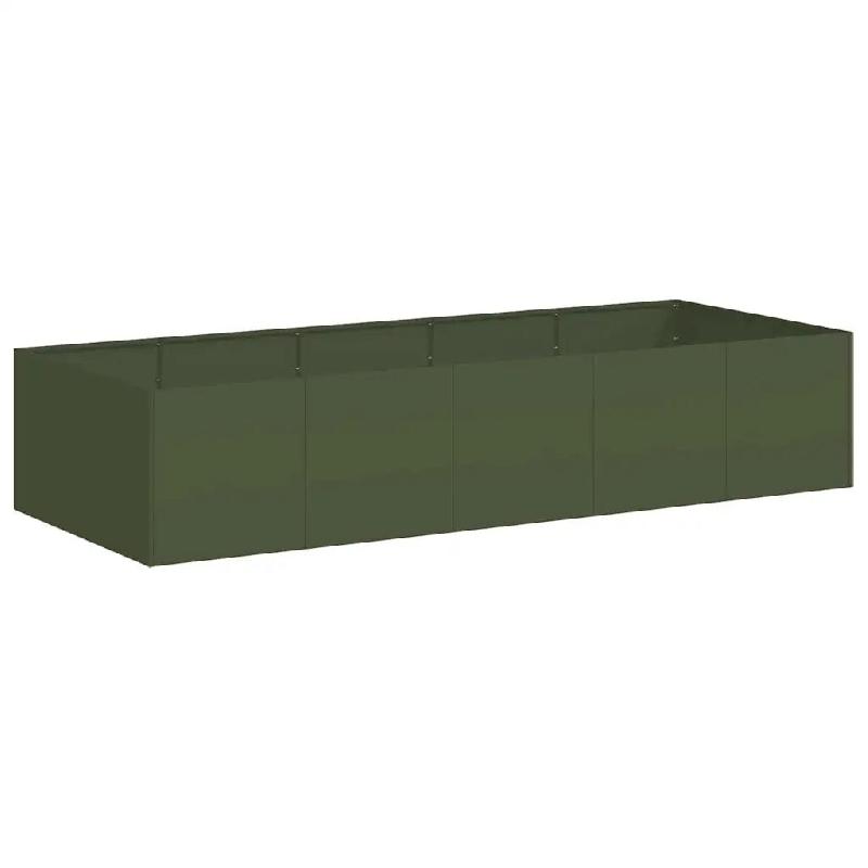 Helloshop26 - Jardinière rectangulaire moderne pour jardin balcon 200 x 80 x 40 cm avec fond ouvert en acier vert olive 02_0051538 - vert acier 30002_0