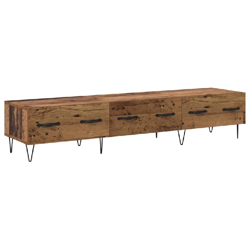 Helloshop26 - Meuble TV minimaliste pratique avec tiroirs 150 x 36 x 30 cm en bois d'ingénierie ancien 02_0052772 - métal 3000237582208_0