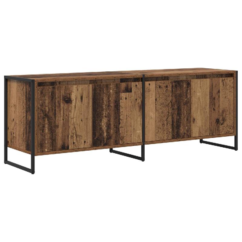 Helloshop26 - Meuble TV rectangulaire moderne style industriel 140 x 36 x 49 cm espace de rangement élégant en bois ancien 02_0054545 - Bois massif_0