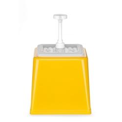 Hendi Distributeur de sauce à pompe 2,5 litres jaune avec récipient en plastique - 203538_0