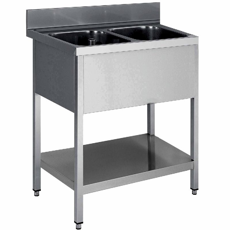 ITALCONCEPT L2G Plonge Inox 304 Demontable, 2 Bacs 850mm x 1400mm x 700 mm - 3616350023537_0