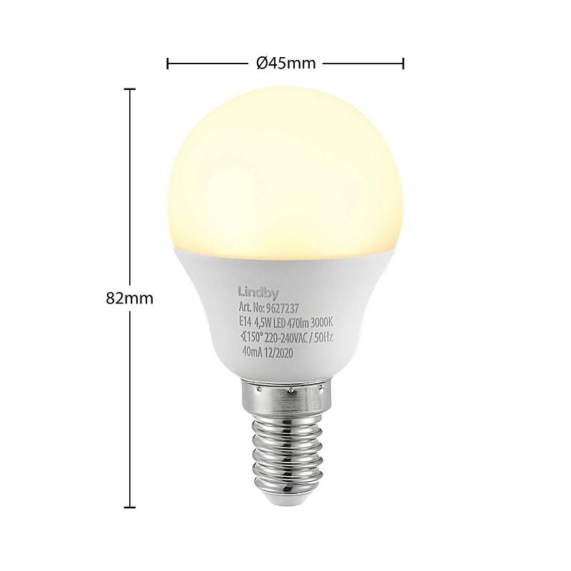 LINDBY AMPOULE LED E14 G45 4,5W 3.000K OPALE SET DE 10 PIÈCES