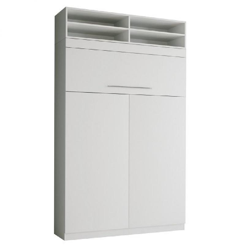 LIT ESCAMOTABLE LUTECIA SURMEUBLE 140 X 190 CM PROFONDEUR 50 CM BLANC MAT_0