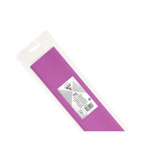 LOT DE 10 - PAPIER CRÉPON, SACHET DE 1 FEUILLE PLIÉE 75% AU FORMAT 2,50X0,50M - MAUVE
