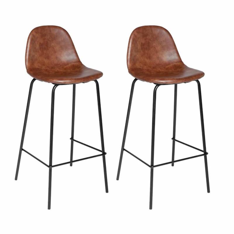 LOT DE 2 TABOURETS DE BAR VLADI 95CM MARRON - PARIS PRIX_0