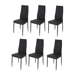 Lot De 6 Chaises - Simili Noir - L 42 X P 49 X H 97 Cm - Jim - noir 3612408734561_0