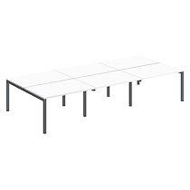 Pôle 6 bureaux droits Teamline L 360 cm - plateaux blanc piètement métal anthracite arche_0