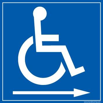 LOT DE 3 - PANNEAU PICTO PMR FLÈCHE DROITE - 125 X 125 - PVC