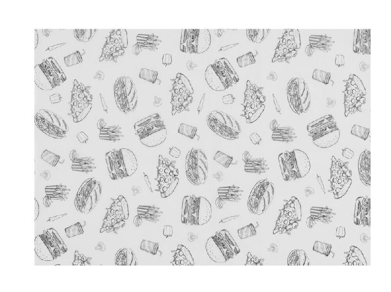 Papier ingraissable, HENDI, Motif illustration fast-food, 500 u., 250x350mm - 678275_0