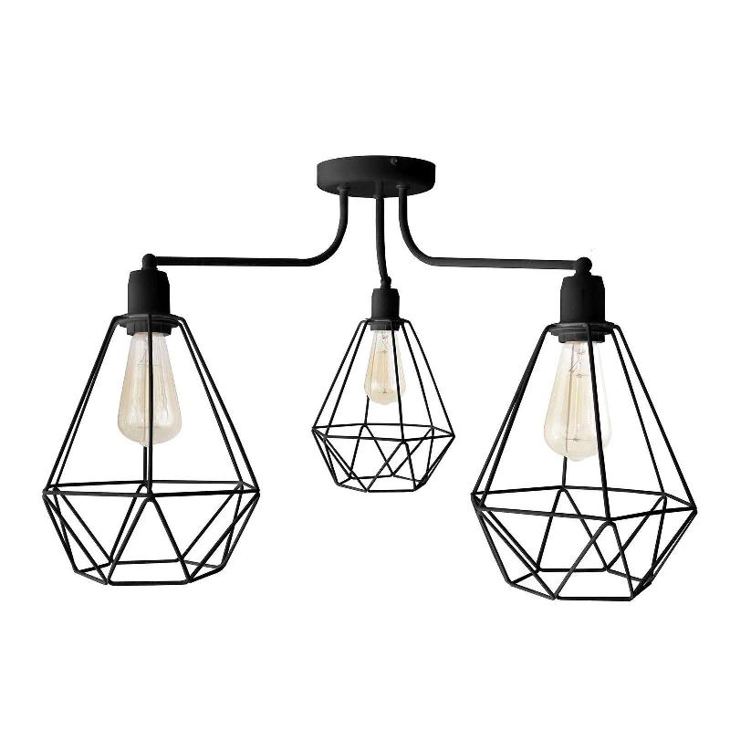 HELAM PLAFONNIER KARO À 3 LAMPES NOIR